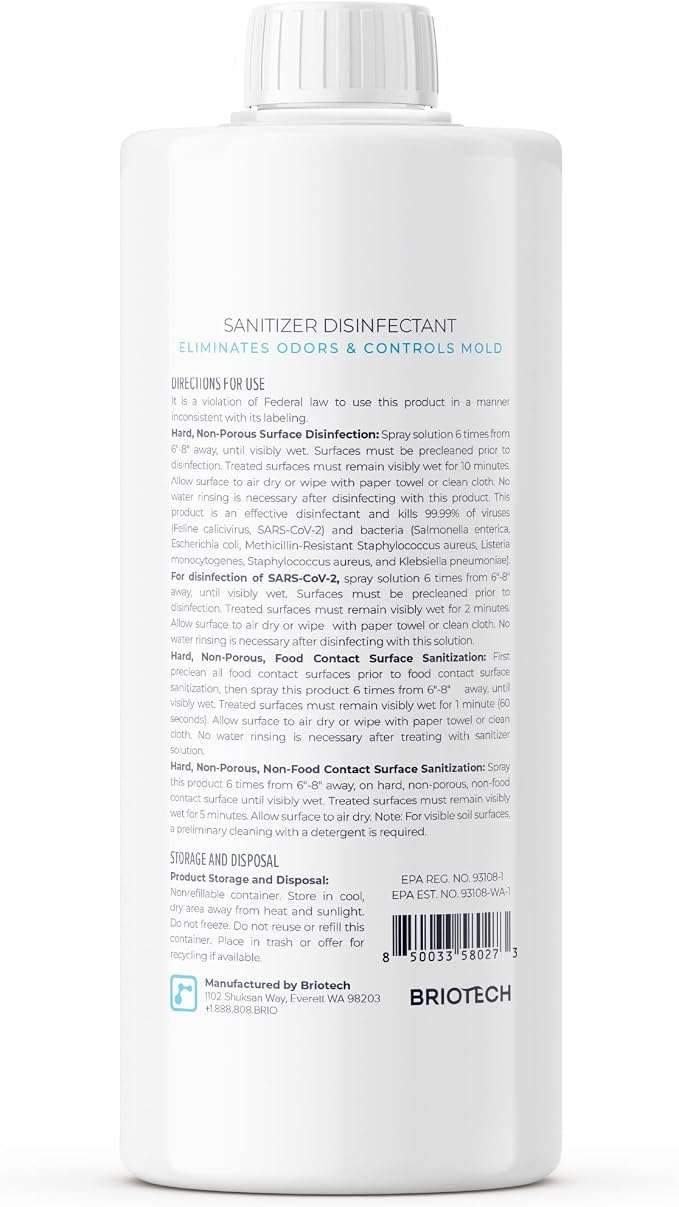 BRIOTECH Sanitizer Disinfectant Hypochlorous Spray, Kill 99.99% of Viruses & - Image 8