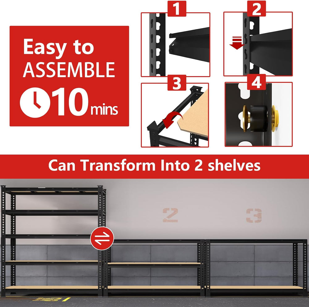 PrimeZone 60" W X 24" D X 72" H Heavy Duty Garage Storage Shel...