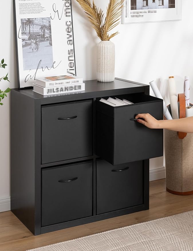 StorageWorks Black Storage Cubes, 13-inch Leather Bins - Image 6