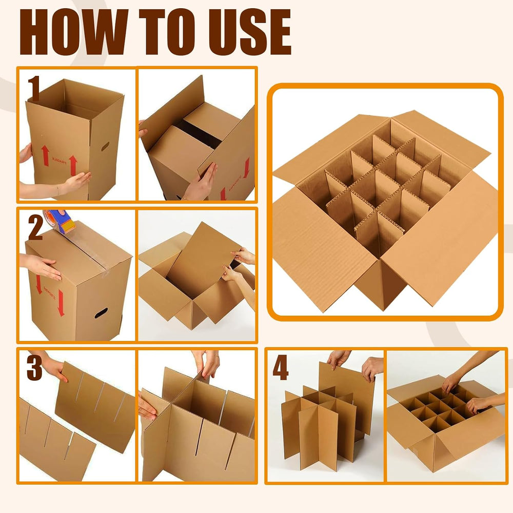 6-Pack 12-Bottle Wine Boxes for Moving 14"x12"x13" Wine Shippi...