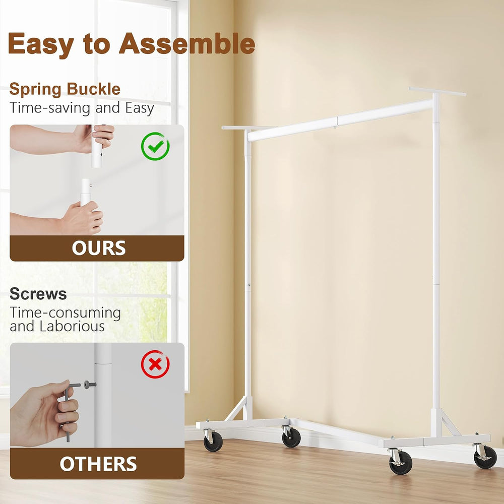Hoctieon Z Clothes Rack with Cover, Metal Heavy Duty Clothing Rack, Rolling G...
