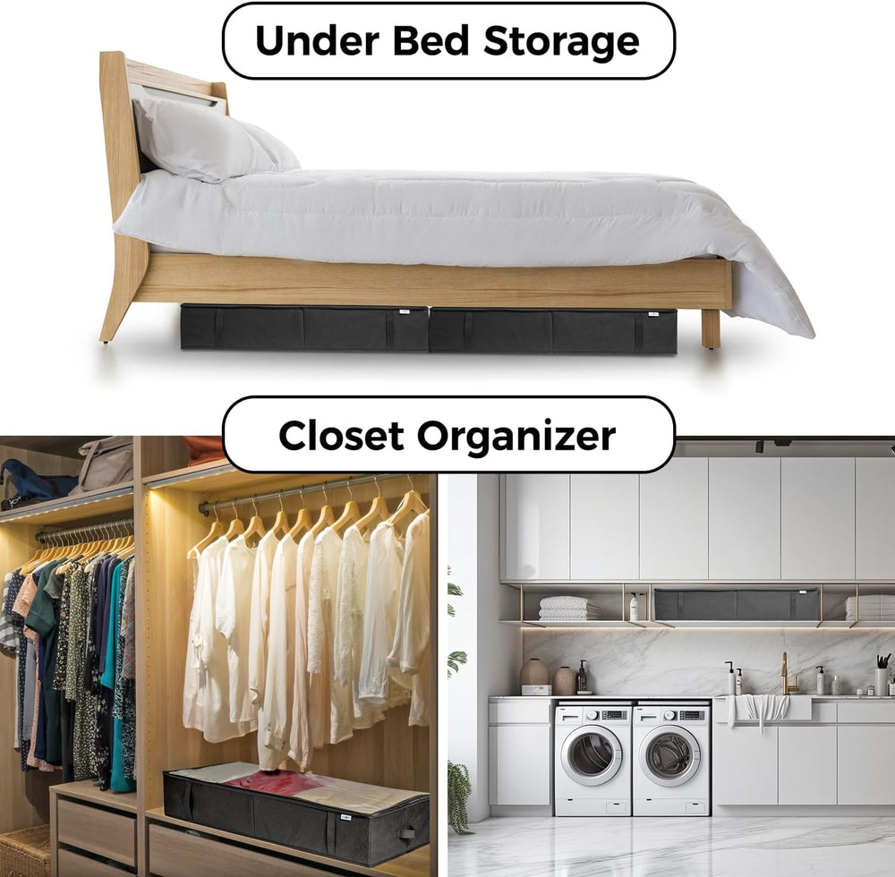 StorageExpert Under Bed Storage Containers, Closet Organizer, Black, 4 Pack
