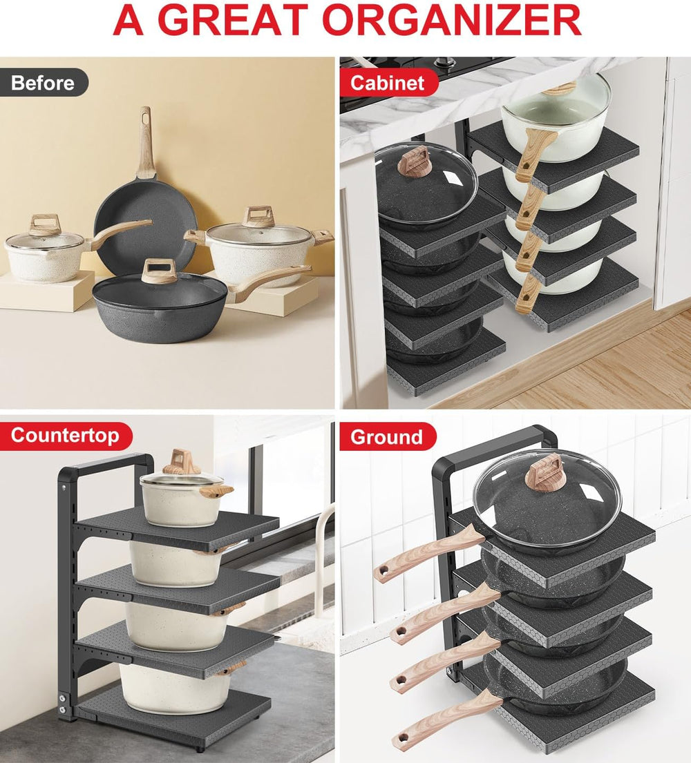 Pots and Pans Organizer under Cabinet, Heavy Duty Pan Organizers for Cabinet ...