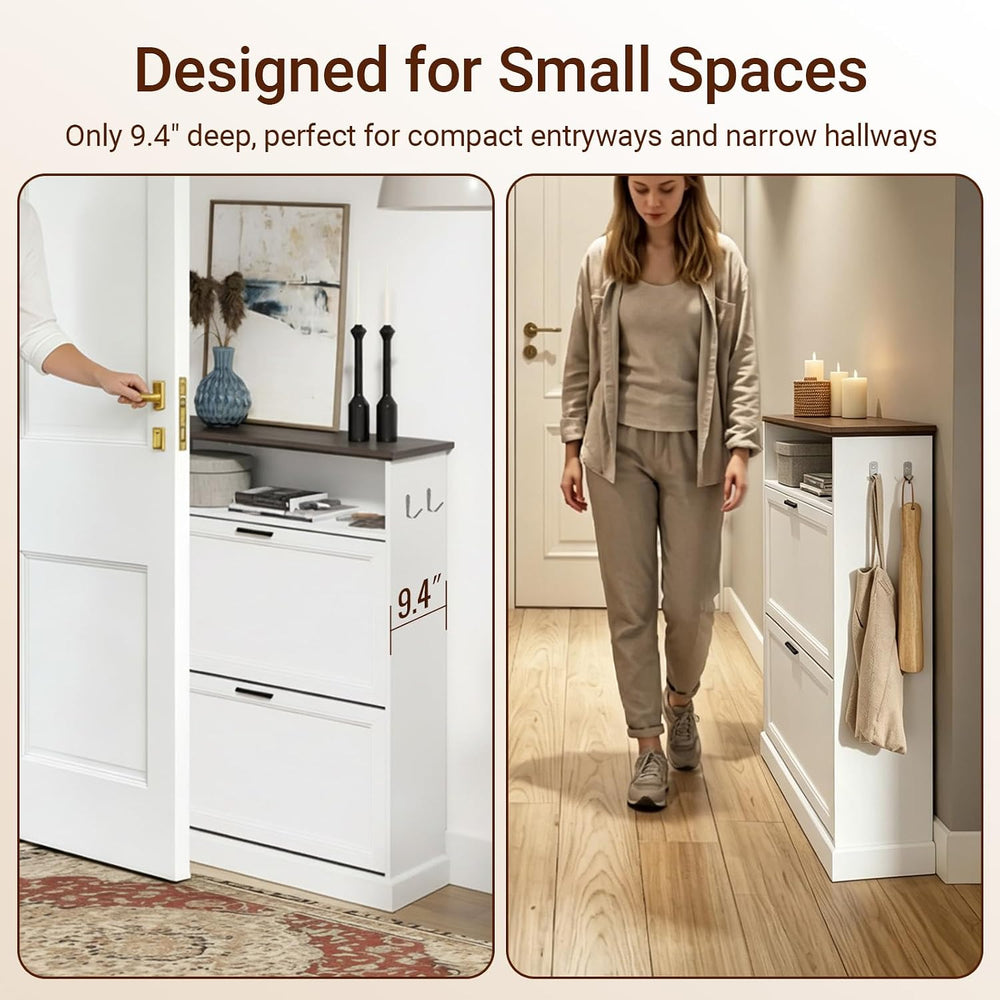 SoBuy Shoe Cabinet Storage with Open Shelf & Hooks