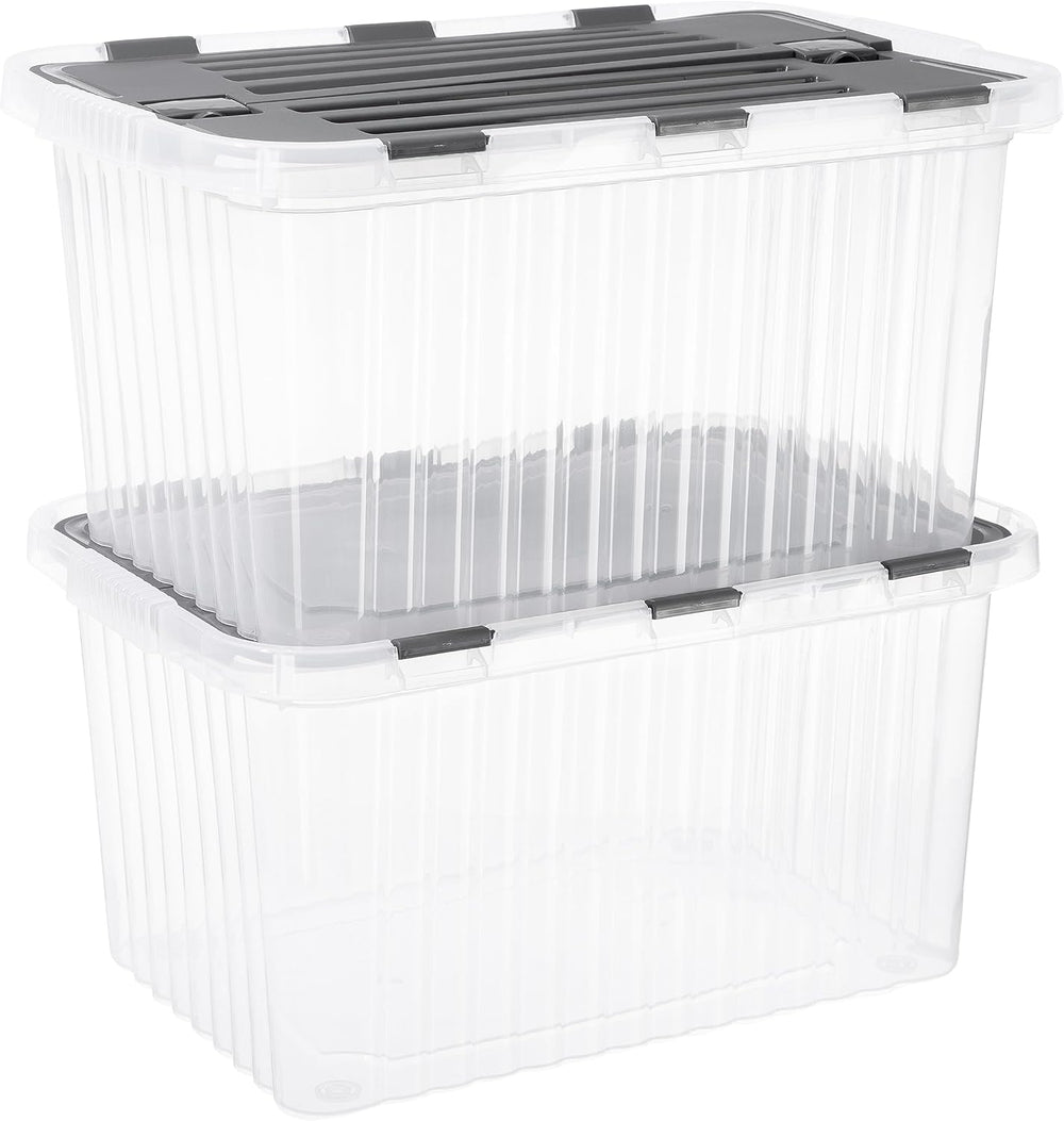 Superio Storage Bins with Lids, Stackable Totes, BPA Free, Odor Free, Organizer