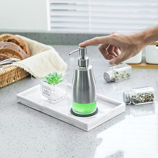 Gaussra Soap Dispenser with Coaster and Stickers, Brushed Nickel Stainless - Image 2
