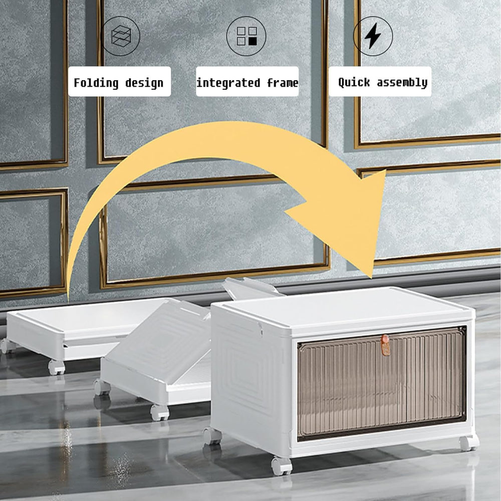 HYGRAD BUILT TO SURVIVE Foldable White Plastic Shoe Box Stackable Storage Cab...