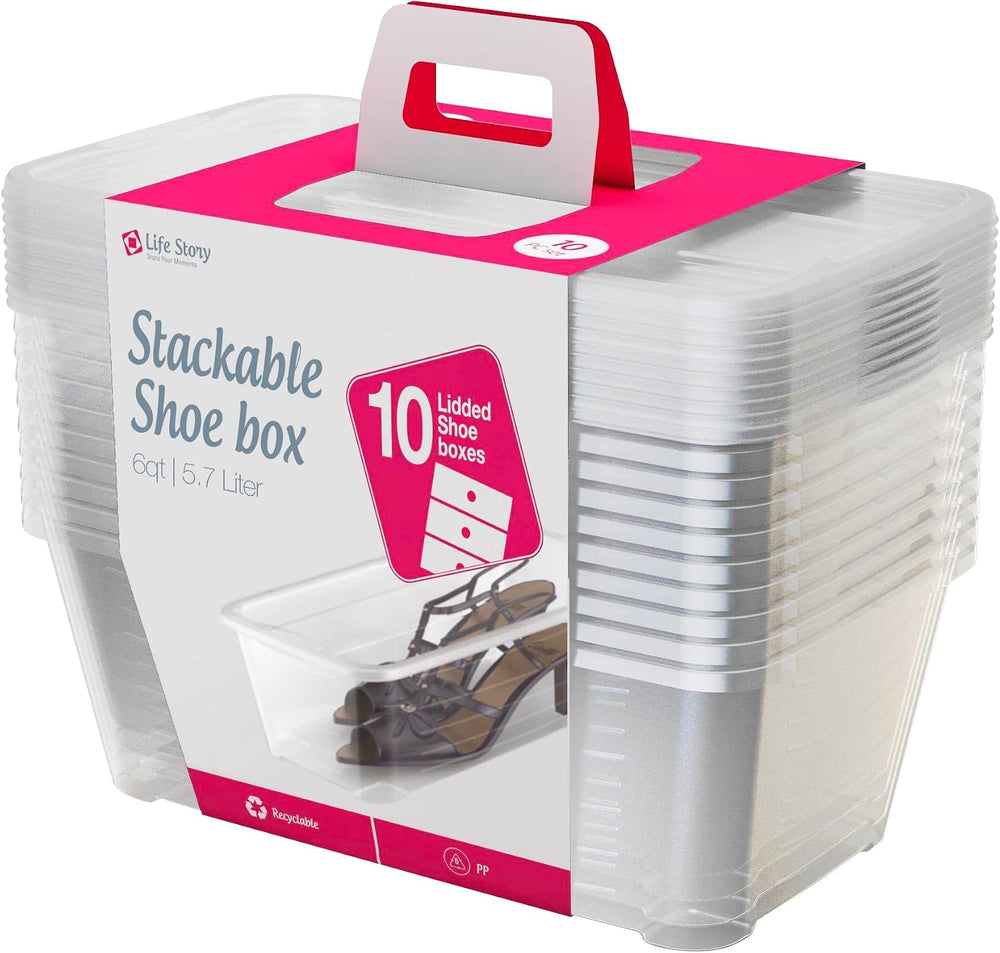 Life Story 6 Liter Shoe, Accessory, and Closet Plastic Storage Box Multi-Purp...