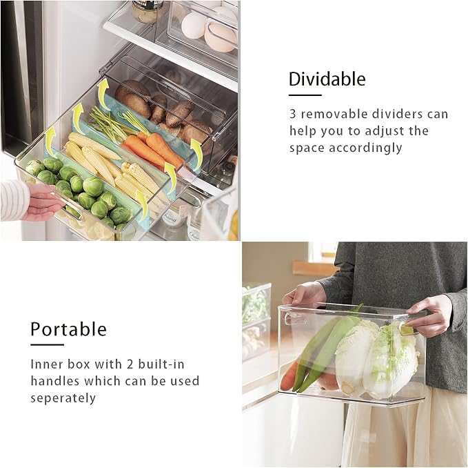 MineSign 7 pack Stackable Refrigerator Organizer Bins Pull-Out Drawers