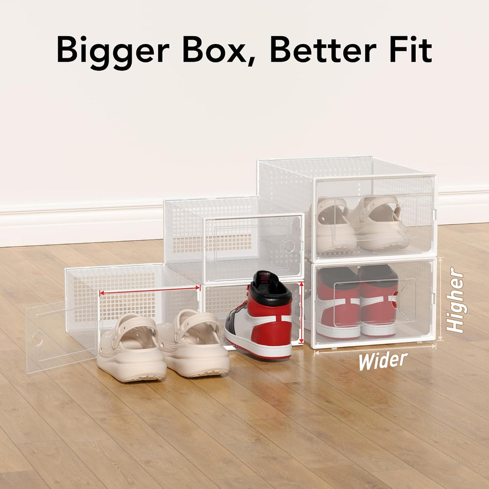 Foluck X-Large Shoe Storage Box, 15 Pack Clear Plastic Stackable Shoe Organiz...