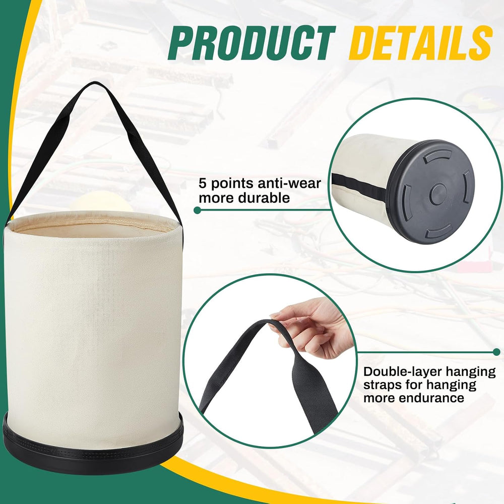 2 Pack Utility Canvas Tool Bucket 9" D x 14" H All Purpose Canvas B...