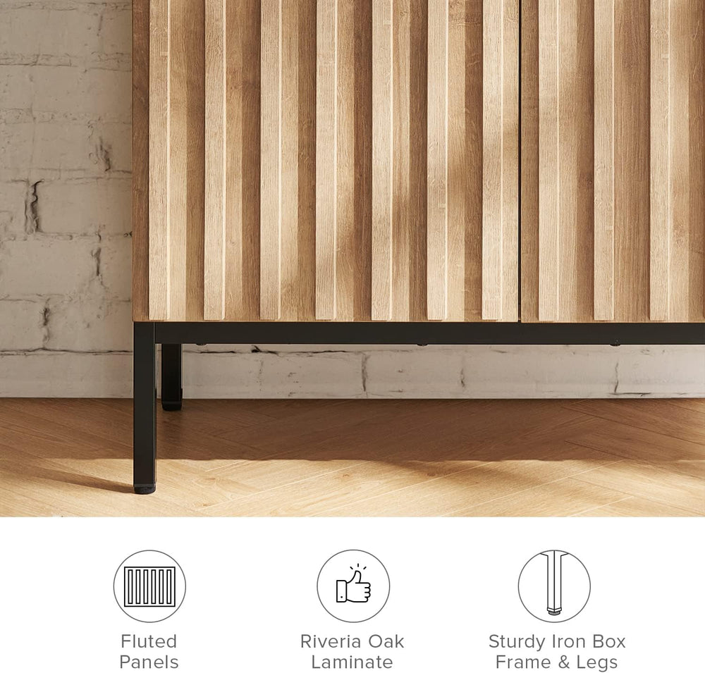 mopio Norwin Storage Cabinet, Sturdy Modern Rustic Industrial Buffet Sideboar...