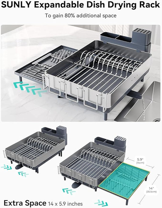 SUNLY Large Dish Drying Rack, Expandable Dish Racks - Image 2