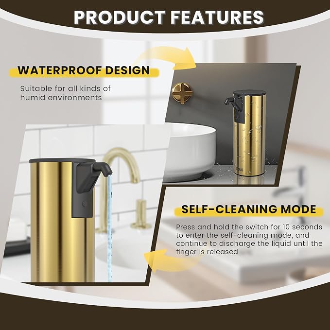 Automatic Soap Dispenser Touchless 11.8oz/350ml Four-Level Adjustable Dispenser - Image 6