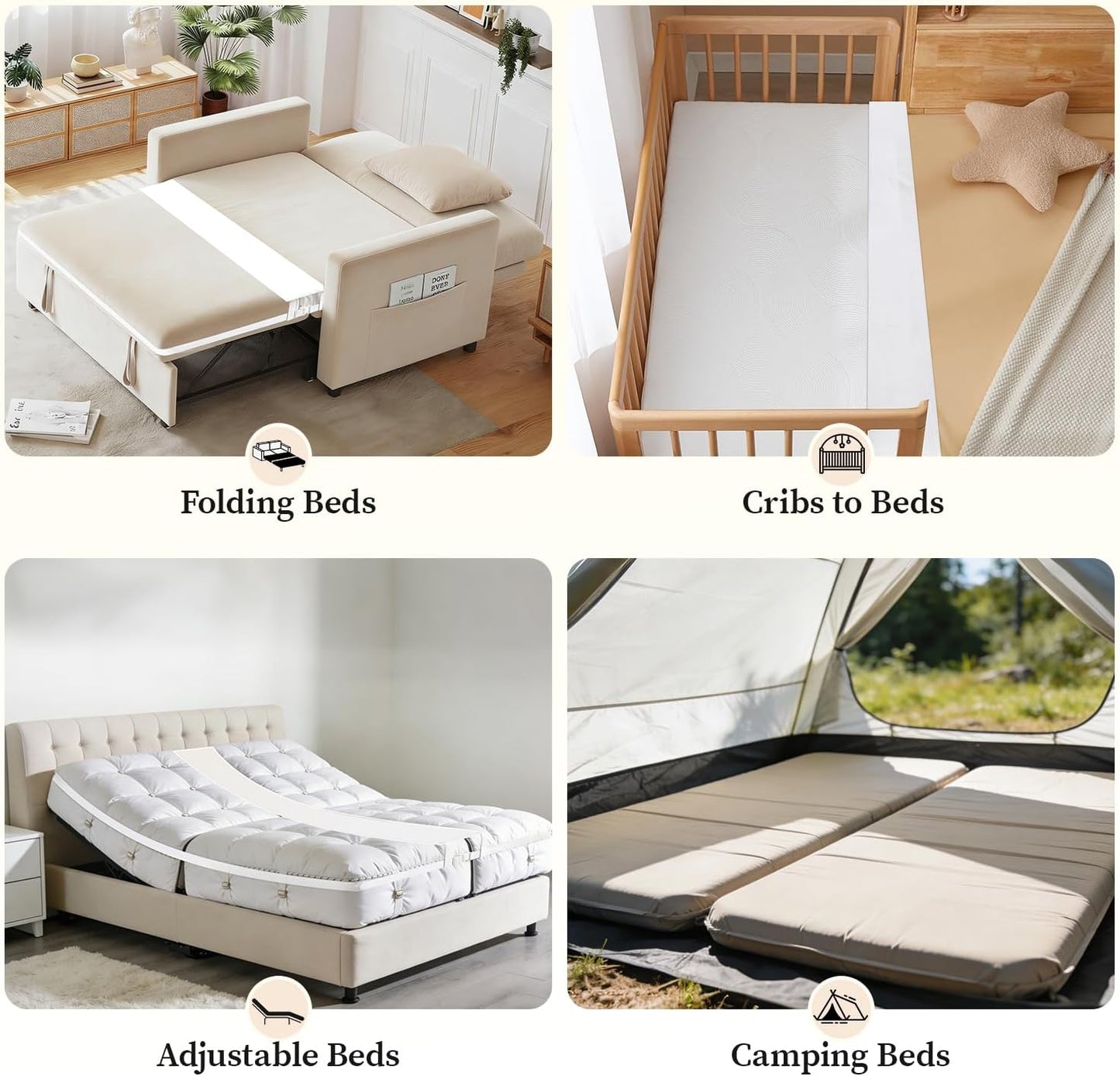10" Wide Bed Bridge Twin to King, Split King Gap Filler for Adjustable Bed, High Density Foam Bed Gap Filler, Heavy Duty Strap, Ideal for Family Guest Room Hotel Vacation Use