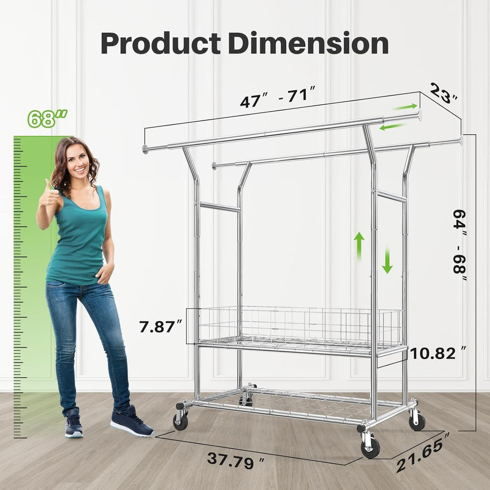 HOKEEPER Clothing Rack Heavy Duty Clothes Rack for Hanging Clothes Adjustable...
