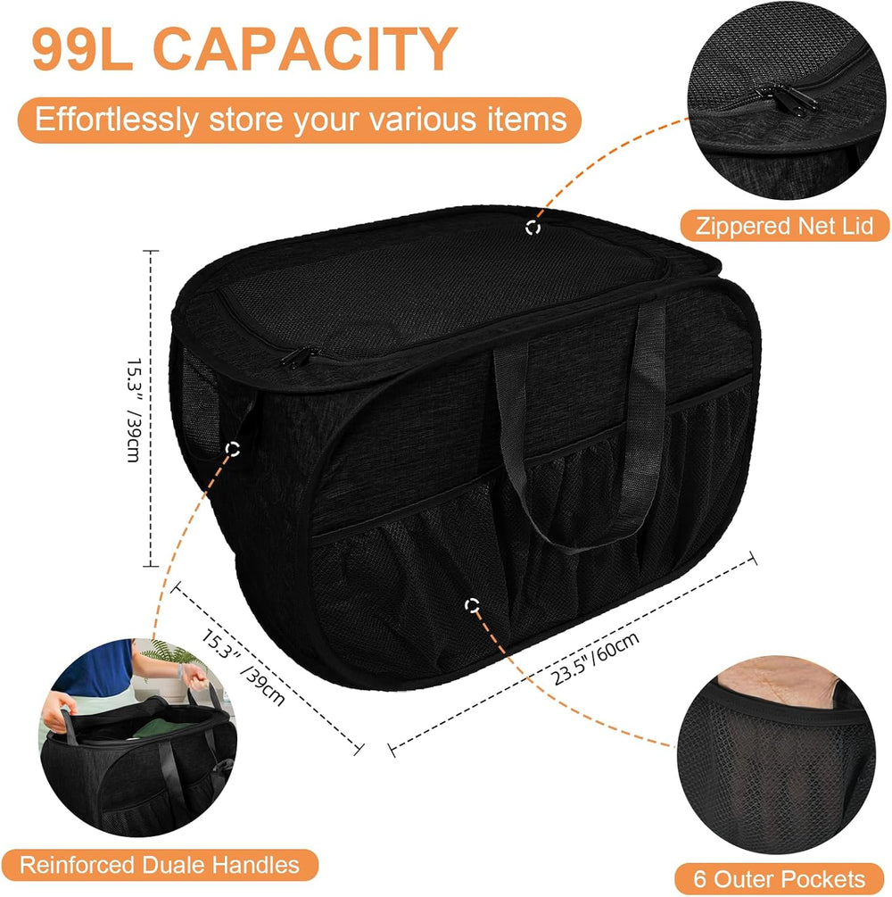 4 Pack Collapsible Laundry Baskets with Lid, Foldable Laundry Basket with 6 P...