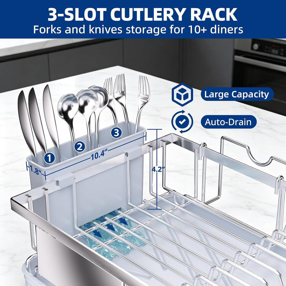 Godboat Dish Drying Rack -304 Stainless Steel Dish Rack for Kitchen Counter