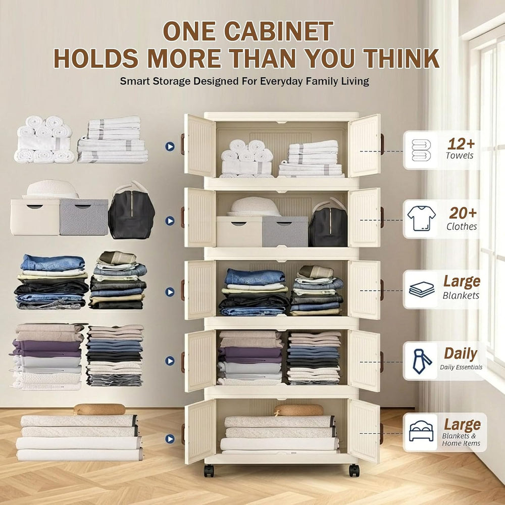 124QT Modular Stackable Storage Bins with Lids, Rolling Lidded Storage Contai...