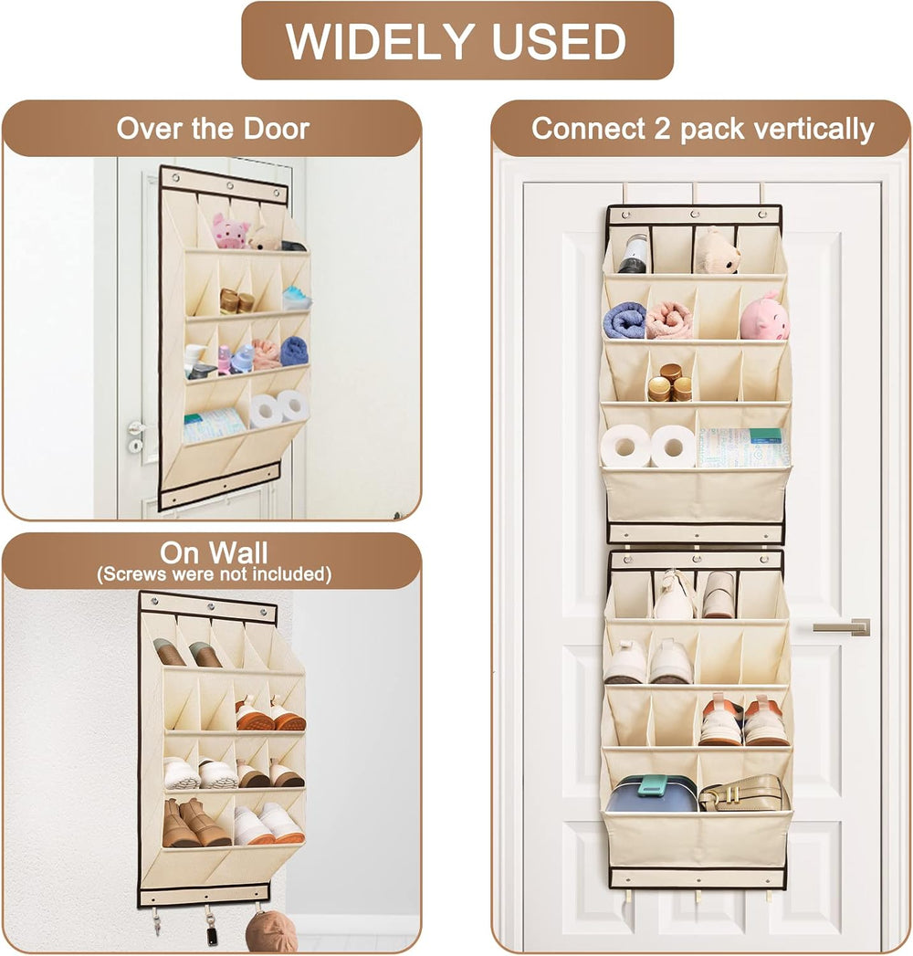 2 Pack Over the Door Shoe Organizers, Hanging Shoe Organizers Large Pockets