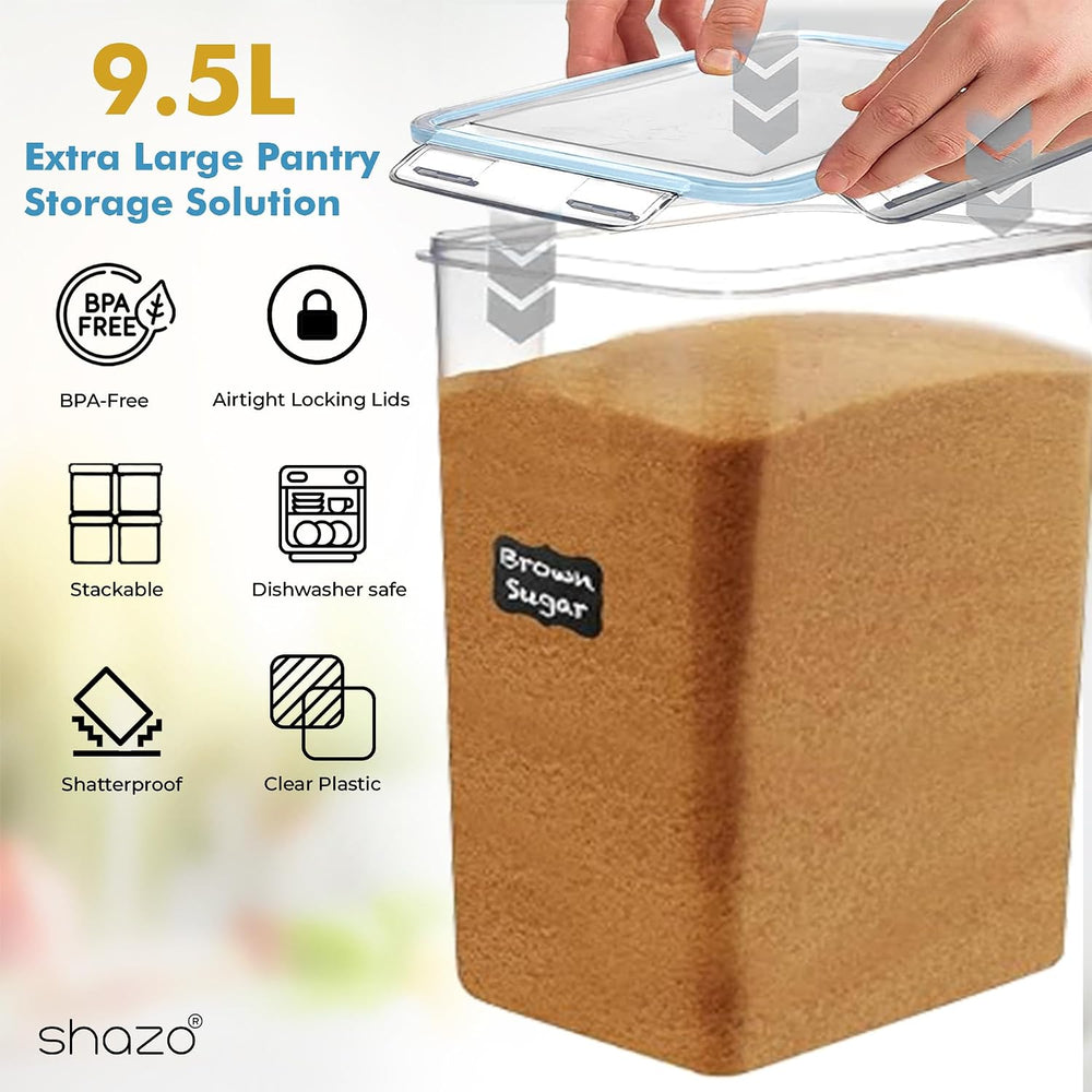 Shazo 2 PC (9.5L | 321 Oz) Extra Large Bulk Food Storage Containers with Airt...