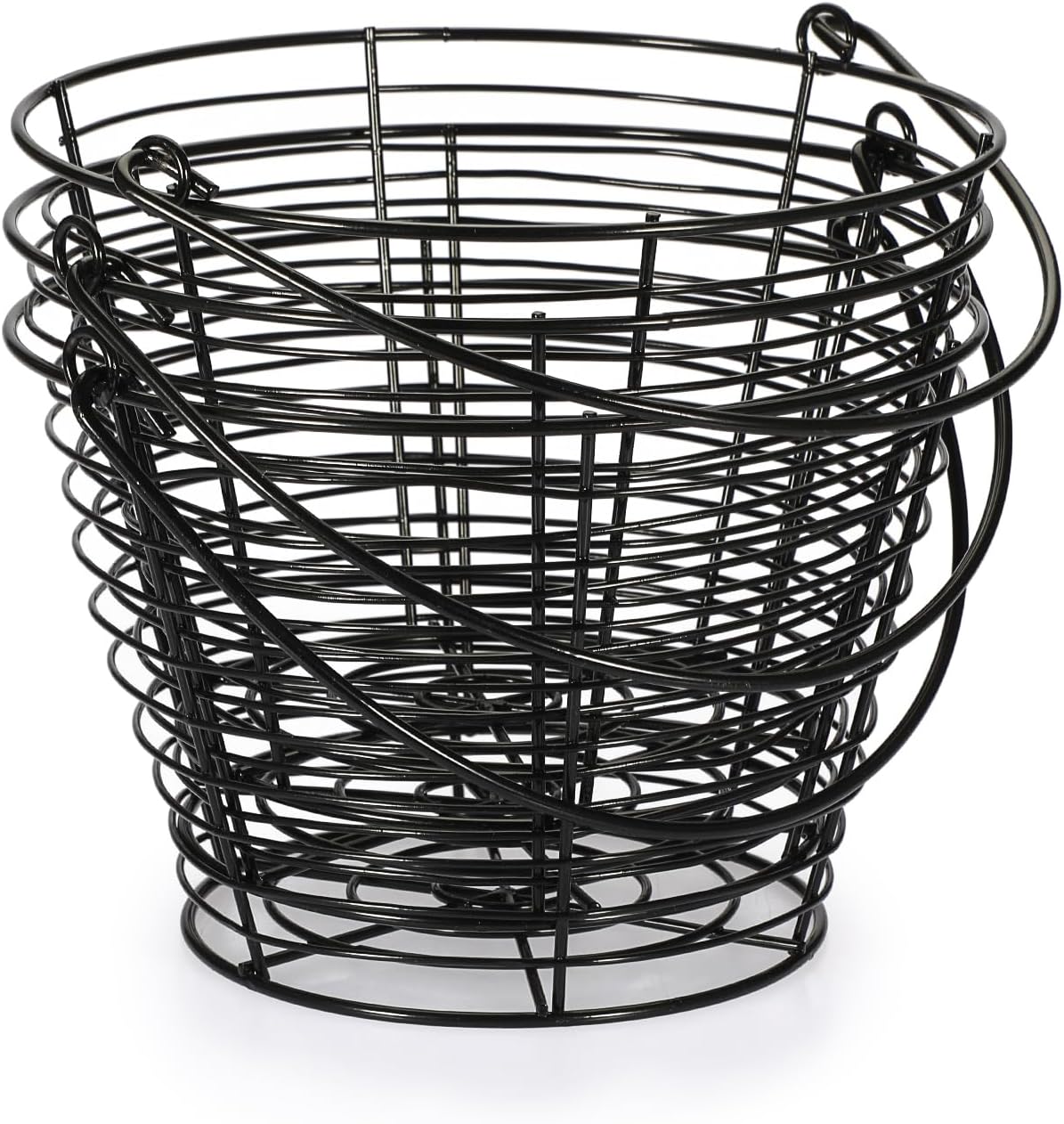 3 PCS 8" Black Round Wire Egg Baskets With Handle Egg Collecting Basket | Small Metal Egg Basket for Gathering Fresh Eggs, Chicken and Duck Eggs Hunting Basket Egg Holder Countertop
