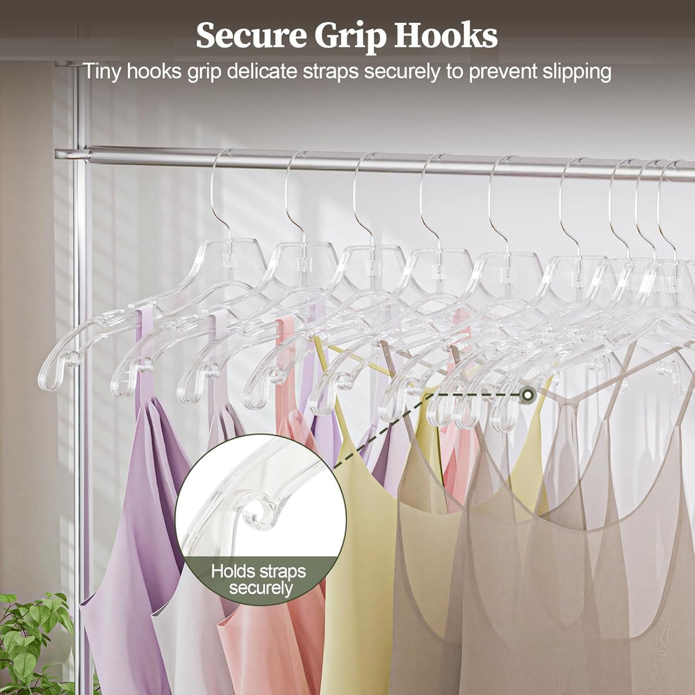 Clear Plastic Hanger 50 Pack, Heavy Duty Clothes Hangers