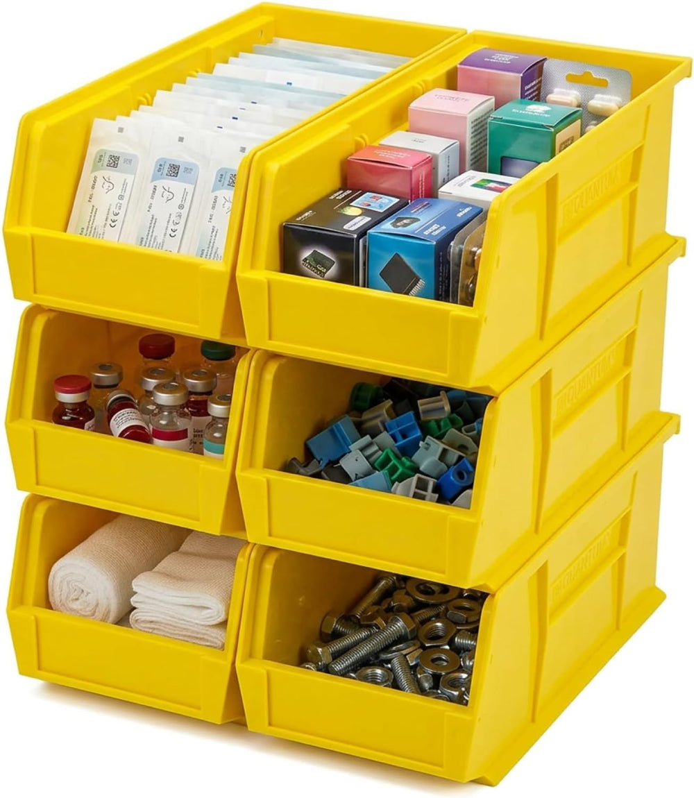 Quantum Storage QUS238 Heavy-Duty Stackable Plastic Storage Bins for Workshop...