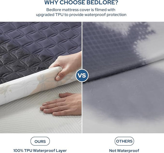 BEDLORE Waterproof Mattress Protector, Twin XL Size Noiseless Mattress Pad - Image 2