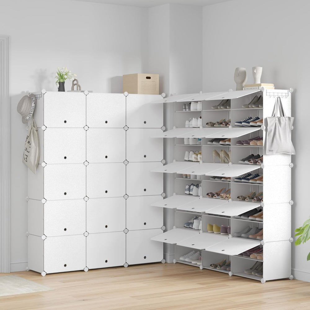 Mondeer Shoe Rack, 3 x 10 Tiered Plastic Shoe Cabinet, 60 Pairs of Shoes
