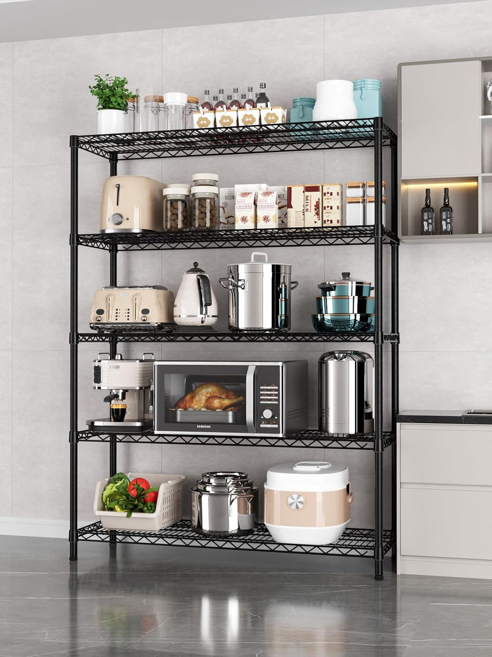 Golpart 5Tier Adjustable Storage Shelves Metal Wire Shelving Standing Shelf