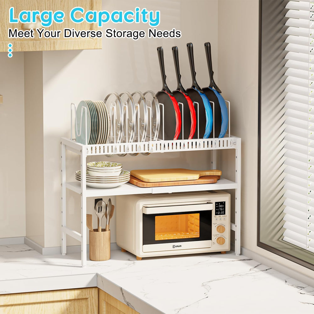 2-Tier Pots and Pans Organizer Under Cabinet,Expandable Pots Lid Organizers