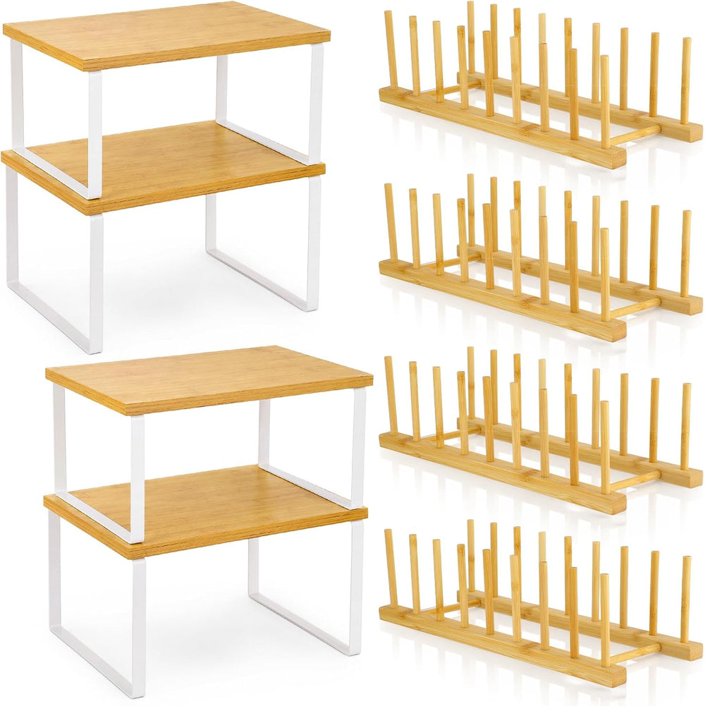 8 Pcs Kitchen Organizer Accessories Set Stackable Cabinet Organizer Shelf and...