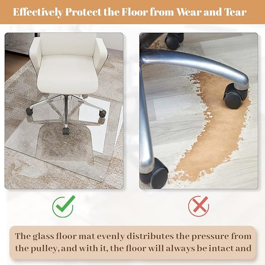Tempered Glass Floor Mat for Office Chair, for Carpeted or Hard Floor, - Image 2