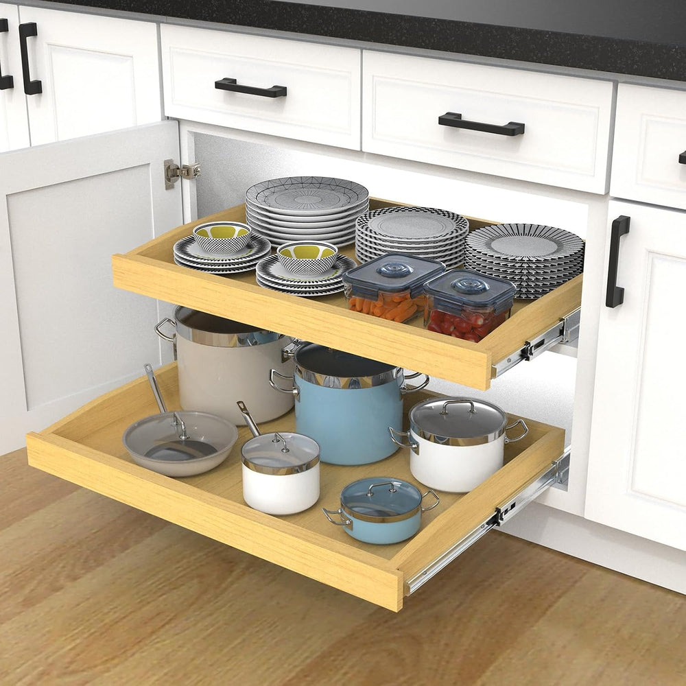 Wooden Pull out Cabinet Organizer 23" W x 21" D x 3.35" H, Hea...