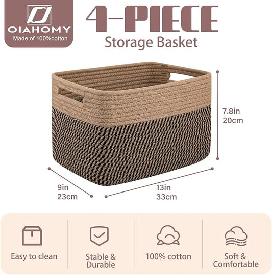 OIAHOMY 4 Pack Storage Baskets for Organizing, Basket for Shelves - Image 2