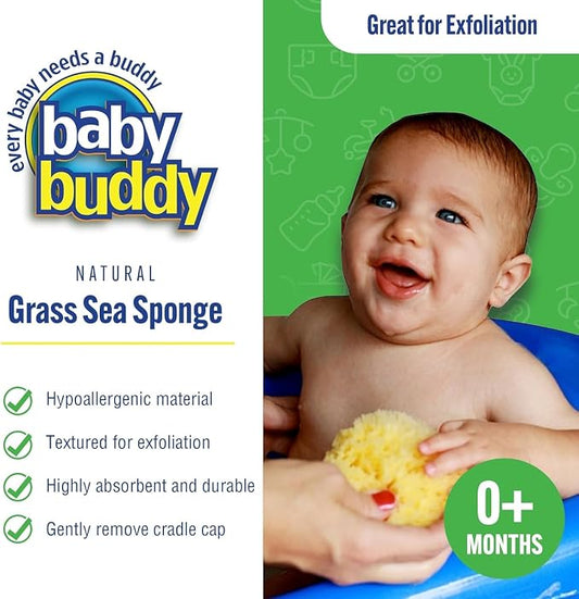 Baby Buddy Absorbent Natural Bath Sponge, Soft Exfoliating Grass Sponge - Image 2