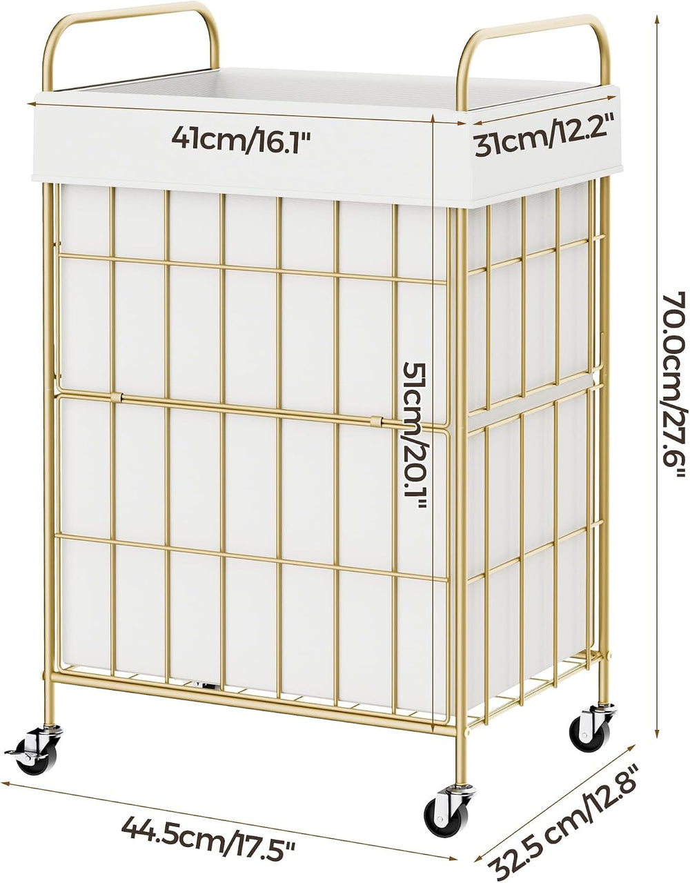 90L Laundry Hamper with Wheels, Laundry Basket with Handle and Liner Bag