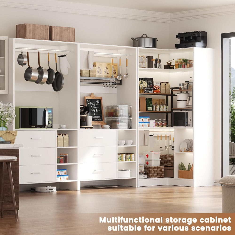 Aheaplus Closet System with 6 Drawers, 4 Hanging Rods & Corner Tower, Cor...