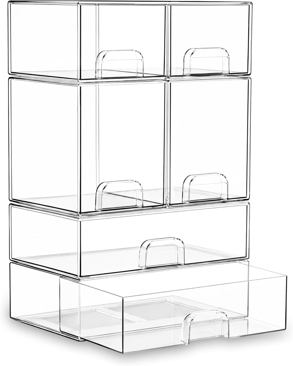 Stackable Storage Drawer Organizers Set of 6 for Bathroom Organizer Storage