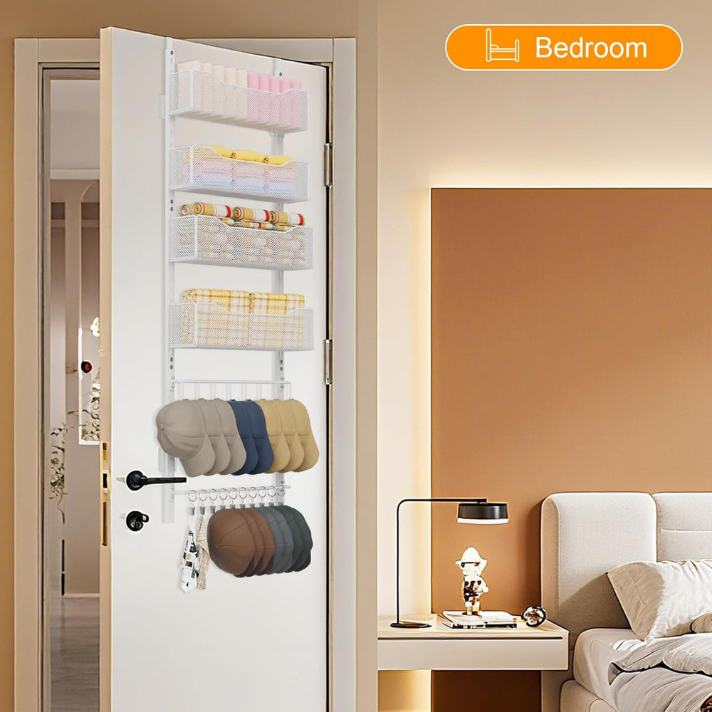 Over the Door Organizer, 2 in 1 Metal Hanging Closet Organizer & Hat Rack...