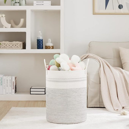 Fiona's magic 58L Woven Rope Laundry Hamper, Tall Boho Laundry Basket Storage - Image 2