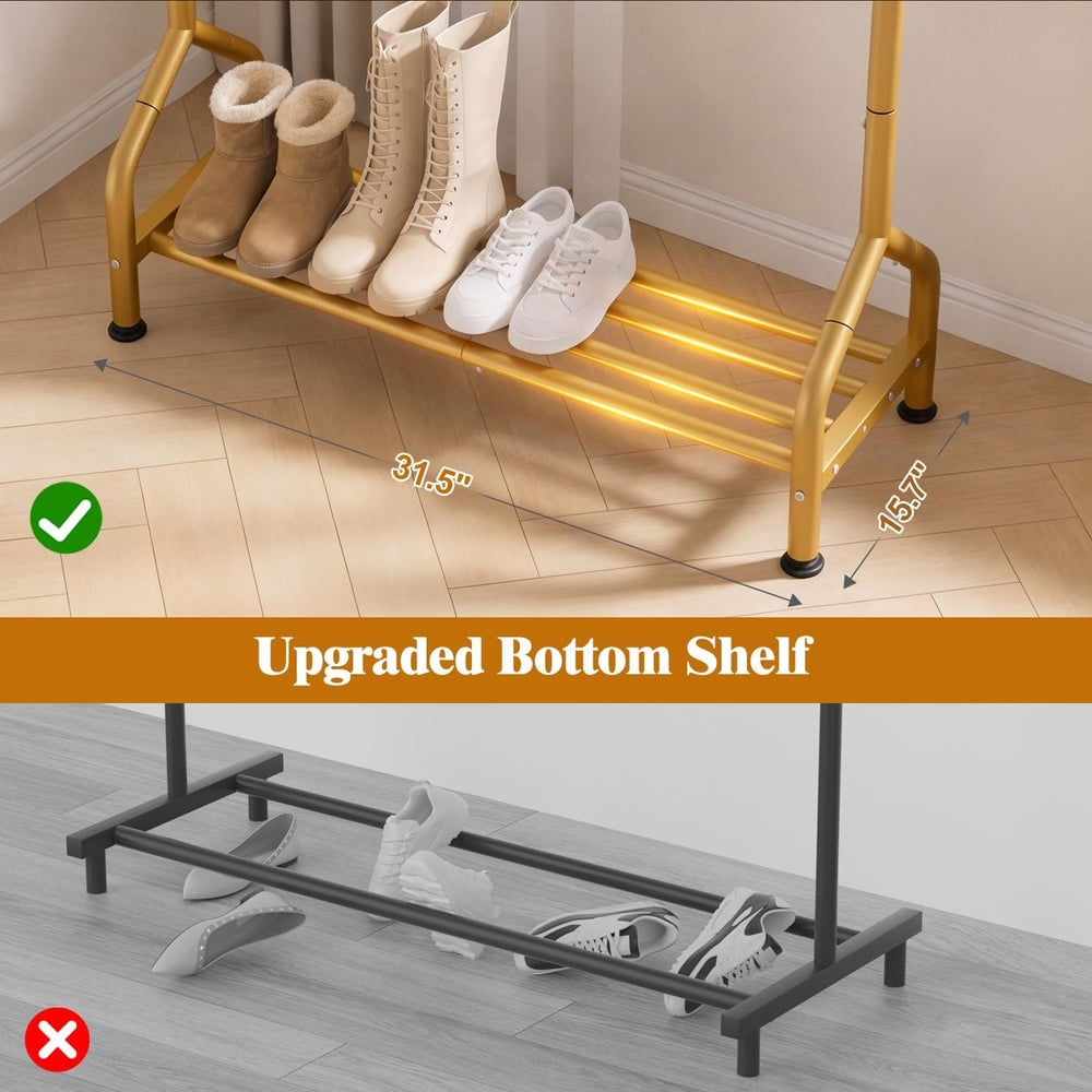 EAGMAK Sturdy Clothing Racks with Shelf, Metal Clothes Rack with Leveling Fee...