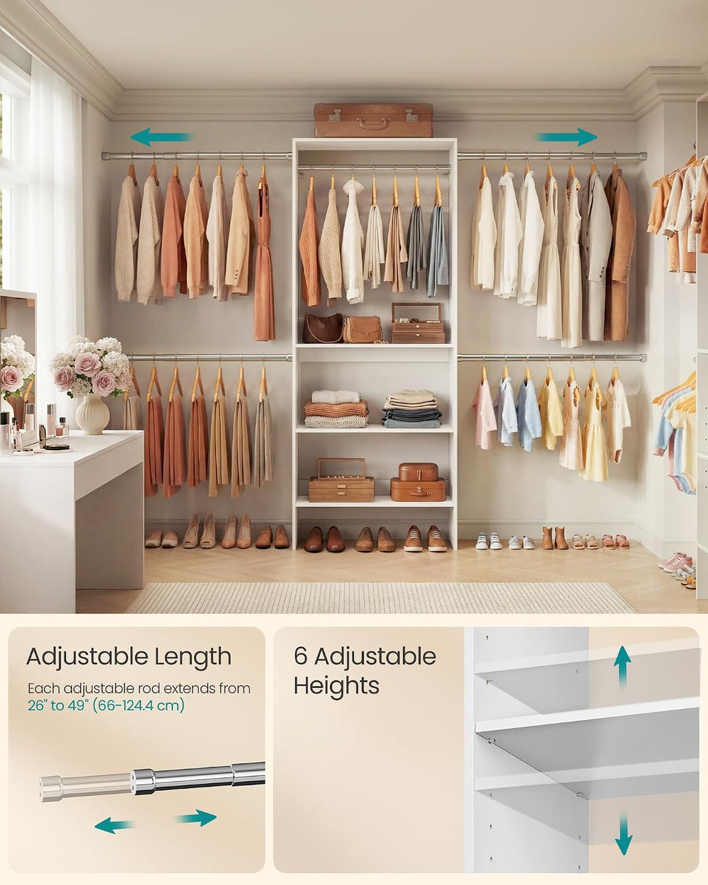 SONGMICS Closet System, Customizable Walk-In Closet Organizer System