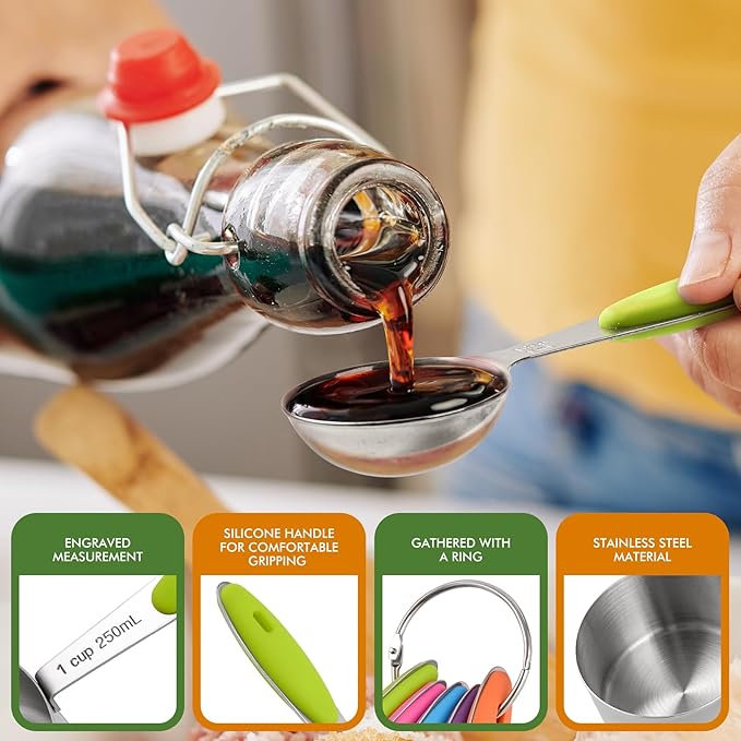 HOTEC 10-Pack Measuring Cups &Spoons Set, Kitchen Gadagets Cooking Baking - Image 6