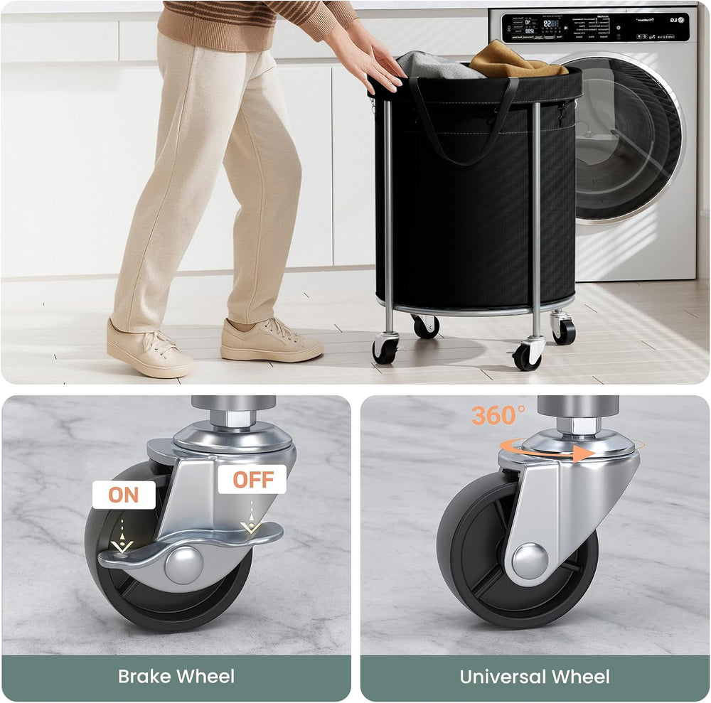 Aduanbang 170L Laundry Basket with Wheels, Rolling Hamper with Removable Bag ...