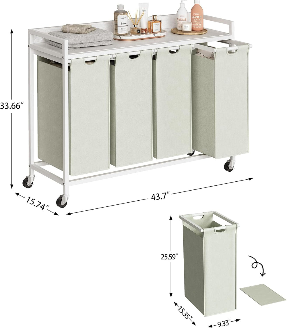 Herture Laundry Hampers with Shelf, Laundry Basket 4 Section, 4 x 15.87 Gal
