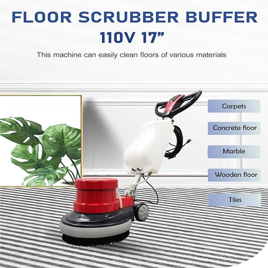 1100W Red Floor Polisher Commercial Floor Cleaner Polishing Machine Carpet - Image 2