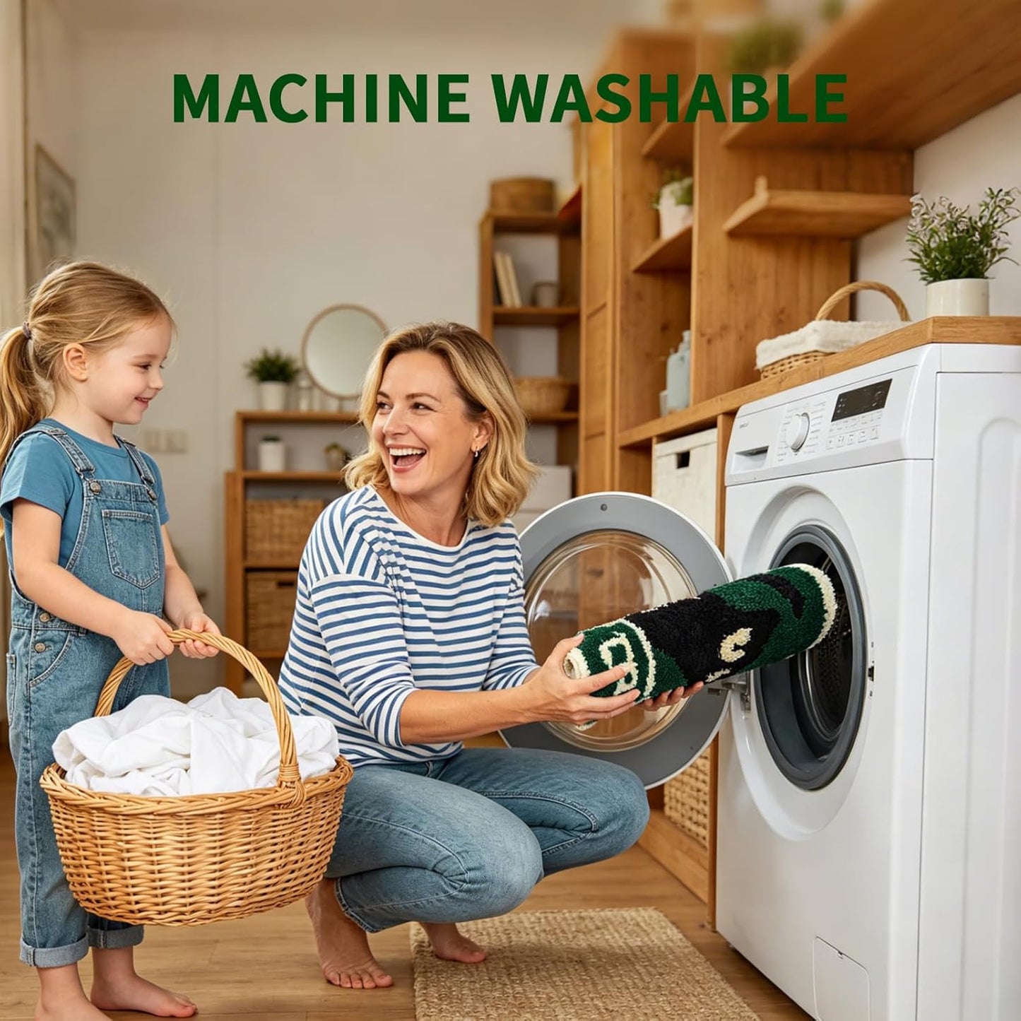 Cute Cat Bath Mat, Non Slip Funny Rug, Soft Absorbent Kitchen Carpet Machine Washable, Animal Patterns Green Rug for Shower Sink Bathtub Room Decor, 32 x 20 Inch