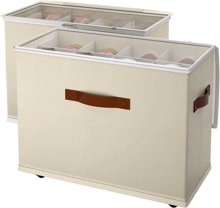 2 Pack Shoe storage Organizer for closet with wheels,No Assemble Required Shoe boxes with premium waterproof material,Adjustable Dividers Fits 16 Pairs,shoe Storage Bins with Reinforced Handle